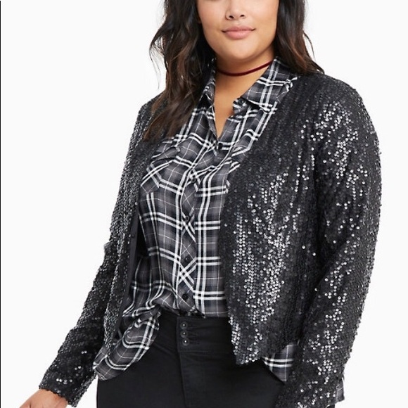 torrid Jackets & Blazers - TORRID Sequin Drape Front Bllazer Sz 10